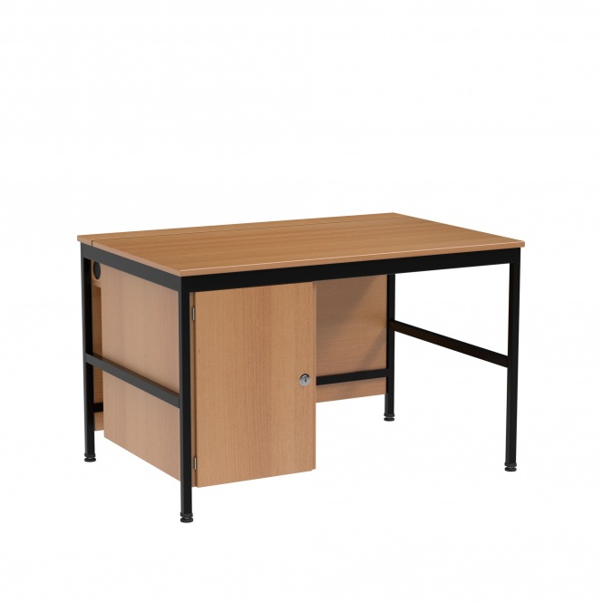 EDV-Lehrertisch, 120x80 cm (B/T), 72 cm hoch, Holzkabelkanal mit Deckel abschließbar, 